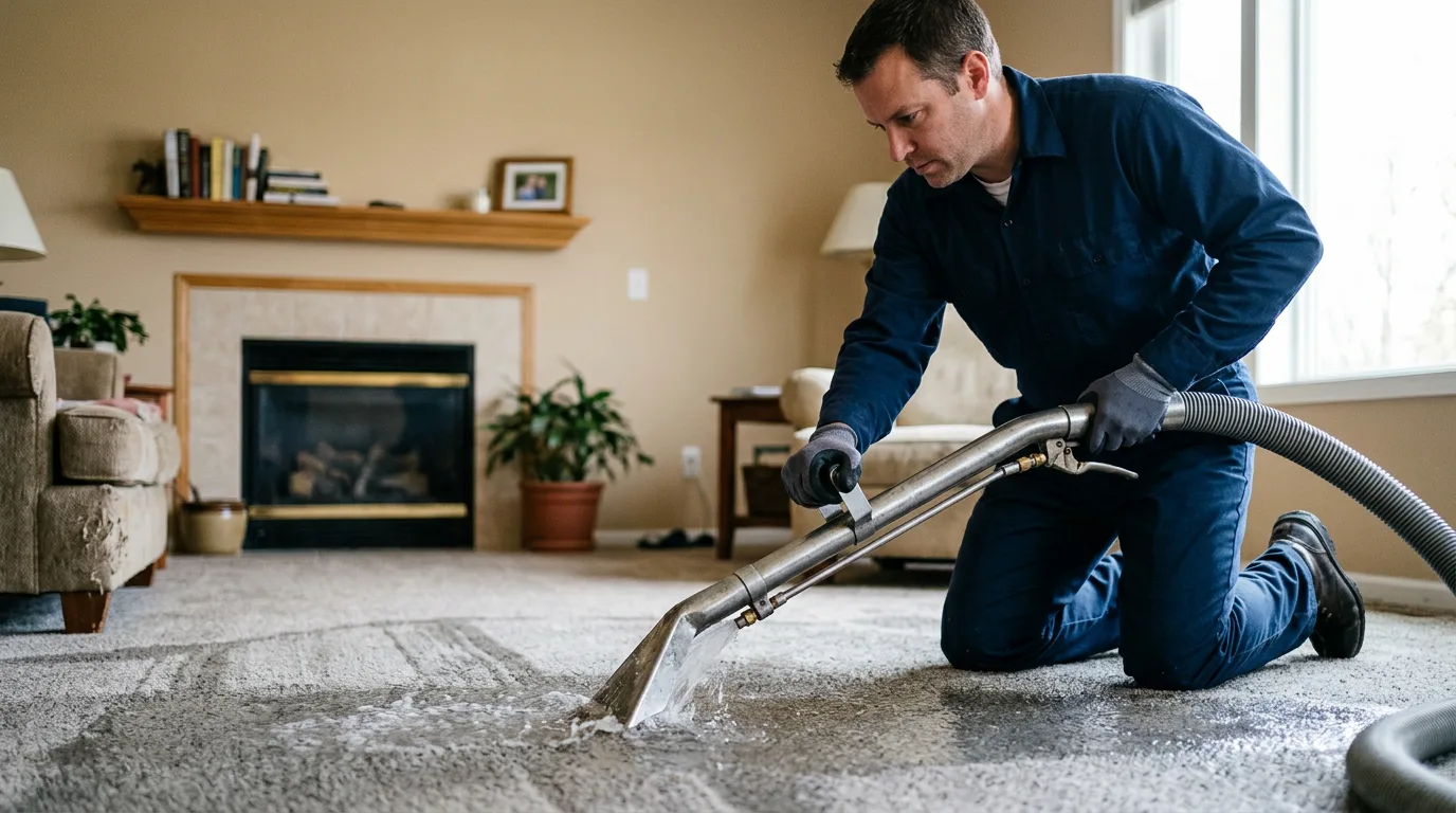 Water damage restoration technician working near Worthington, MA